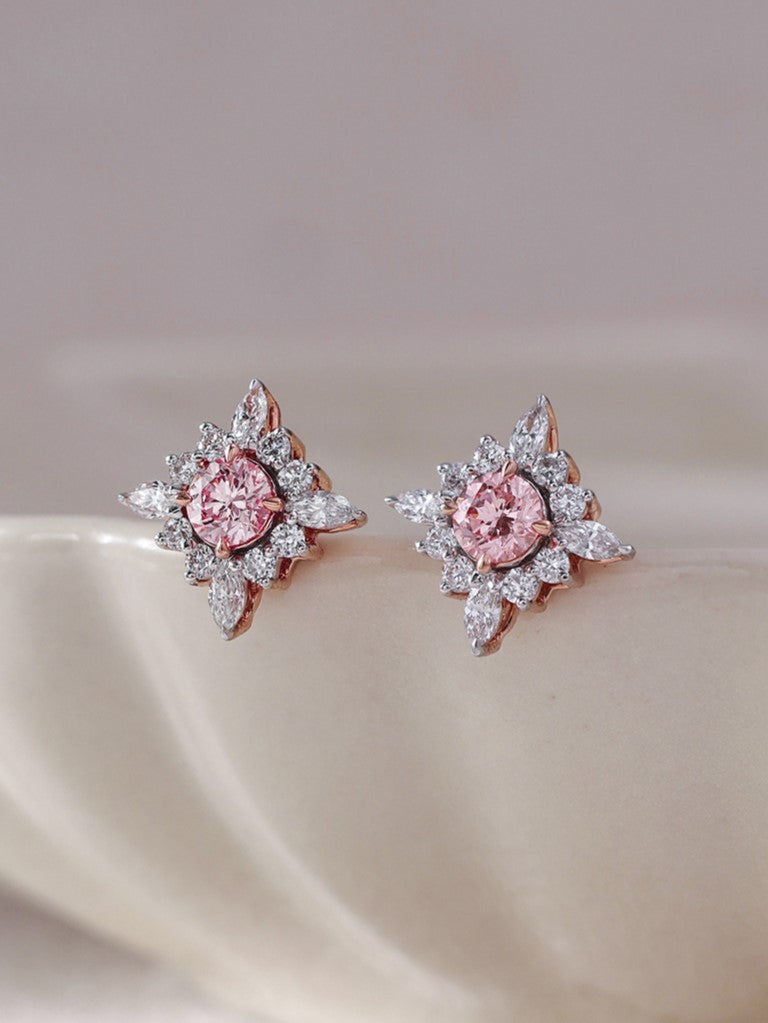 Blooming Pink Halo Studs