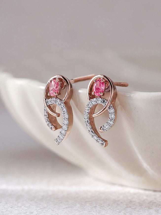 Pink Accent Swirl Earrings