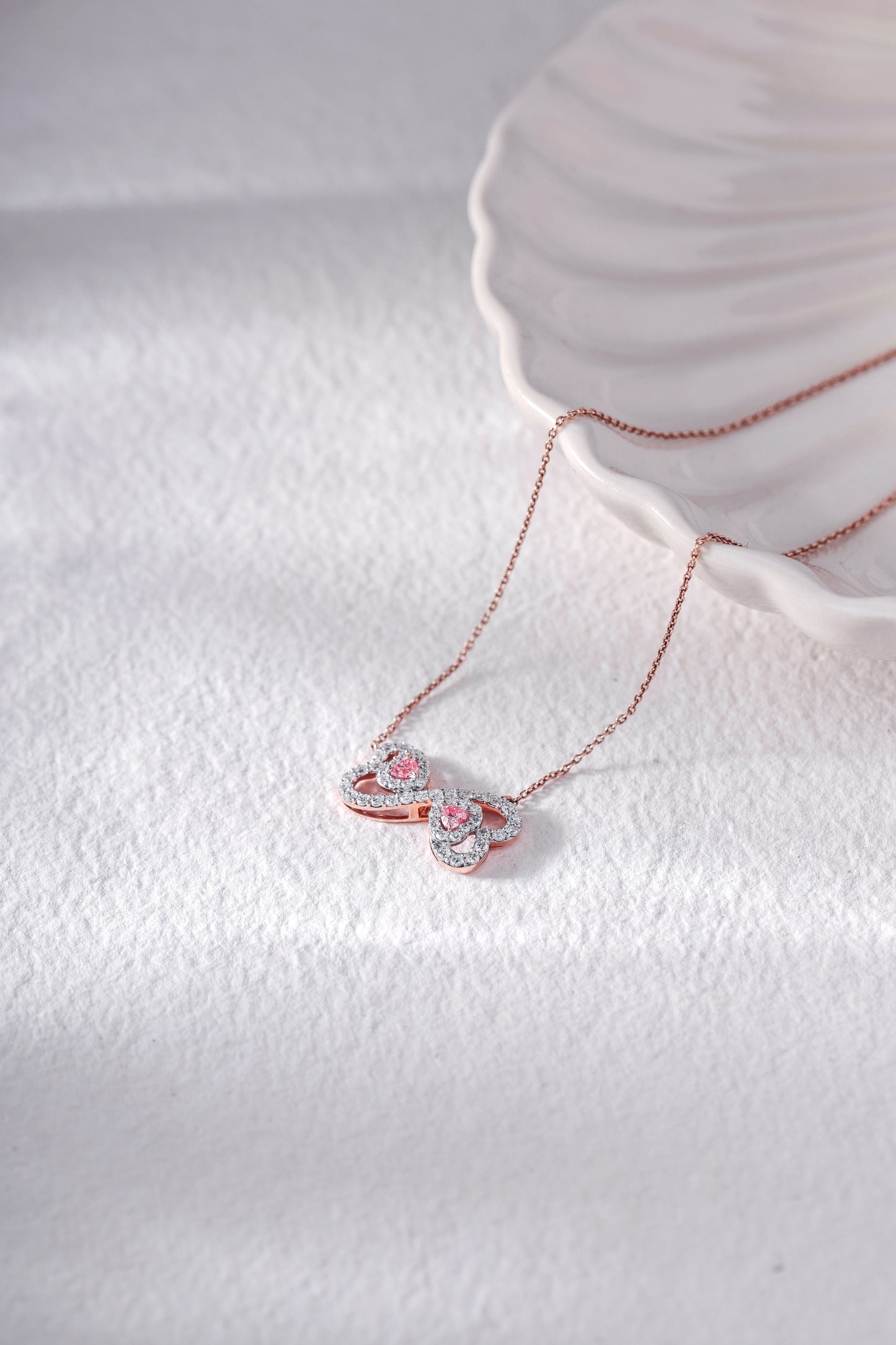 Twin Hearts Pink Pendant