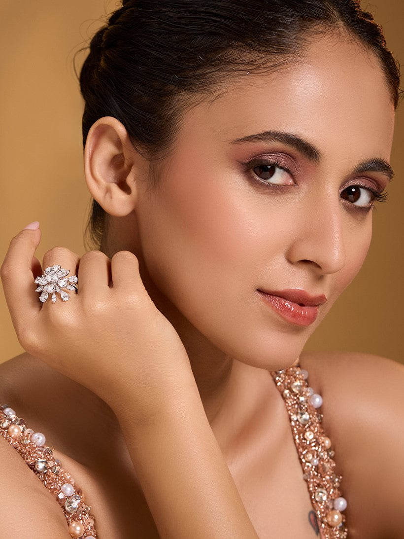 Blooming Oval Diamond Statement Ring