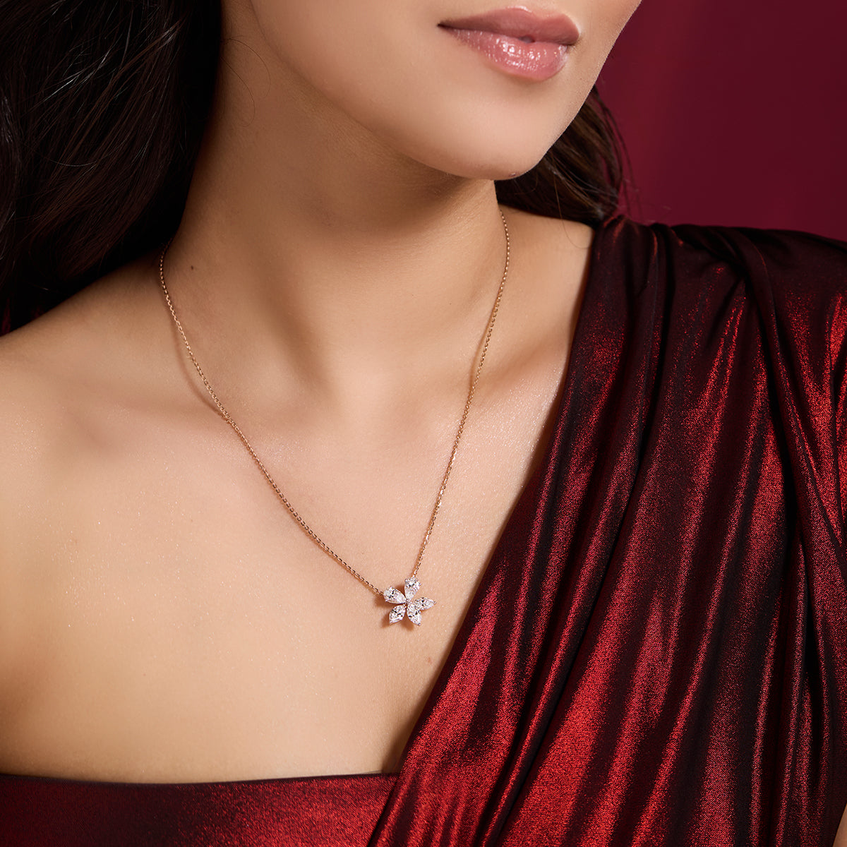 Five-Petal Diamond Pendant