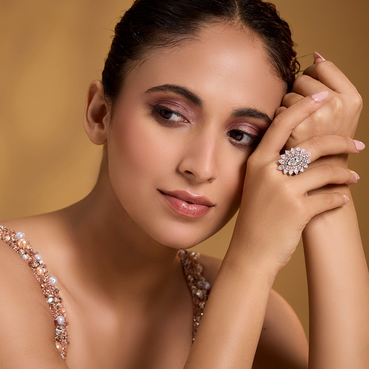 Marquise Halo Diamond Ring