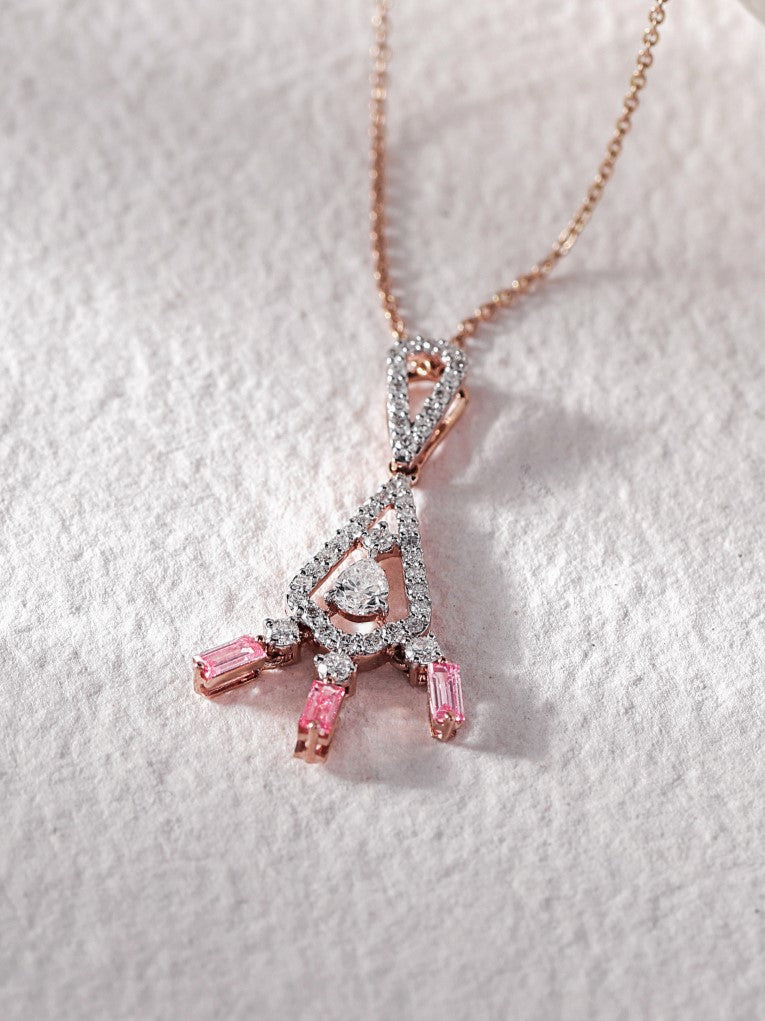 Pink Baguette Charm Necklace