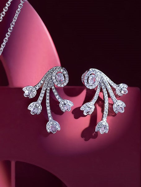 Cascading Floral Diamond Earrings