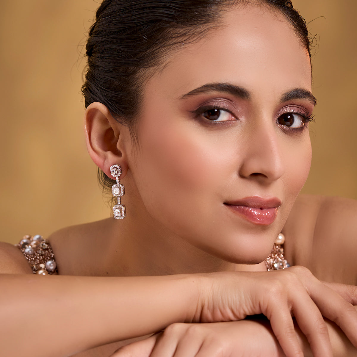 Geometric Diamond Drop Earrings