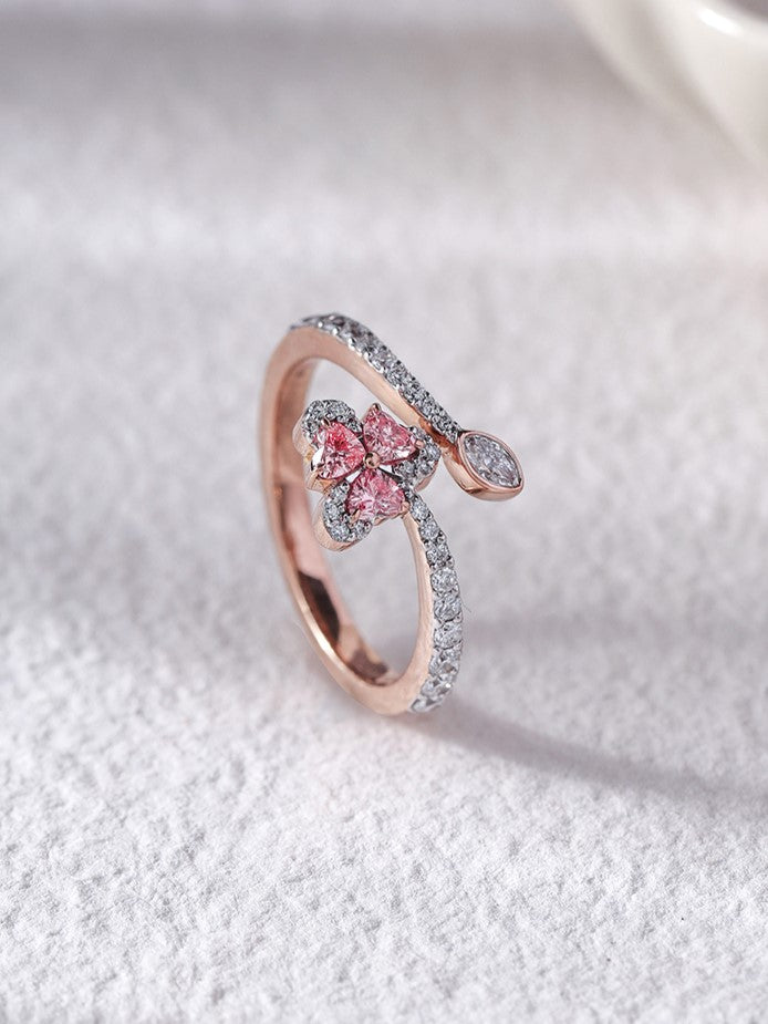 Pink Heart Trio Ring