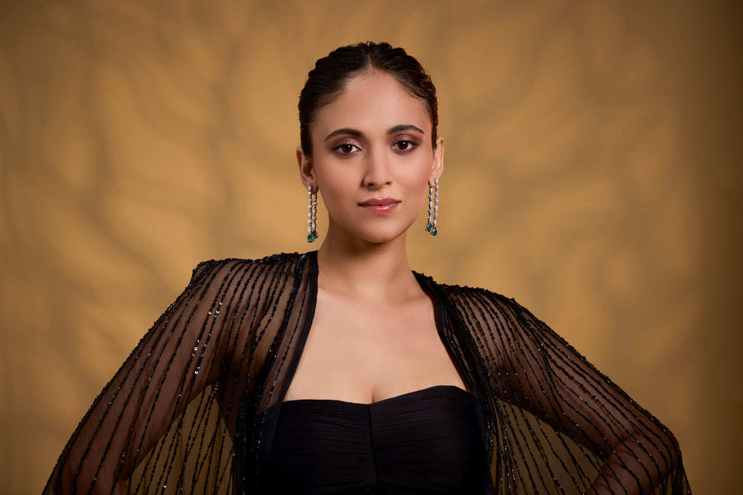 Emerald and Pear Cascade Earrings