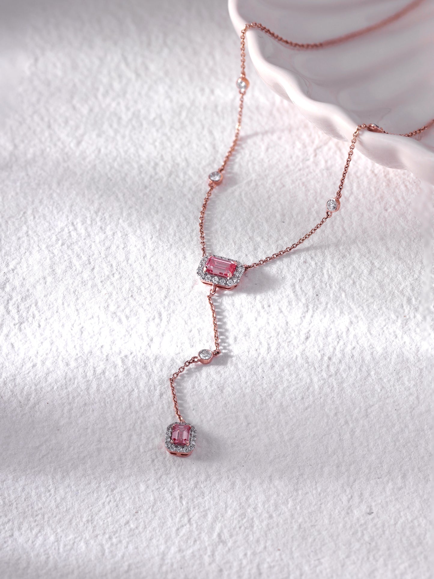 Pink Drop Halo Necklace