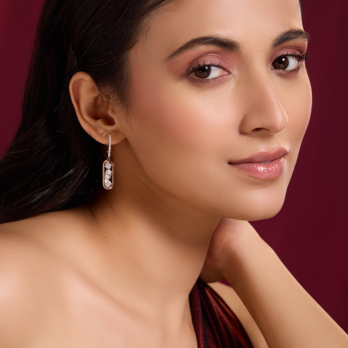 Diamond Drop Bar Earrings