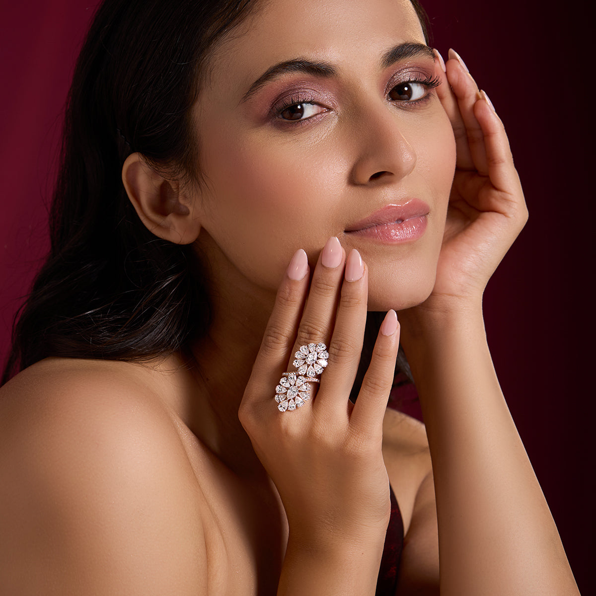 Dual Floral Diamond Ring