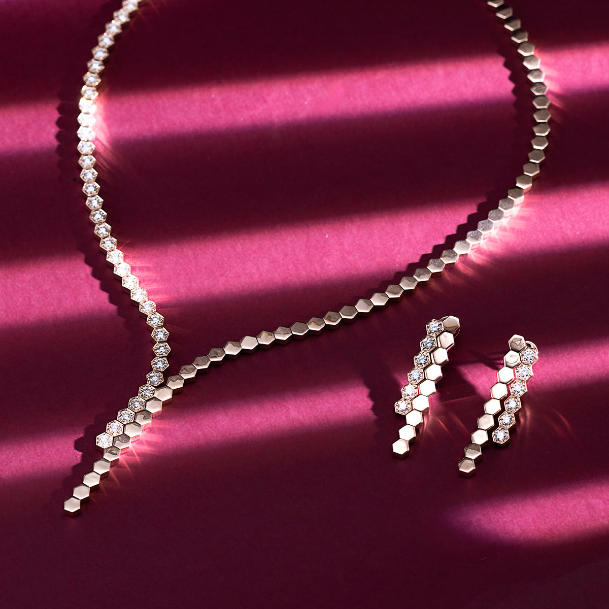 Modern Hex Diamond Necklace