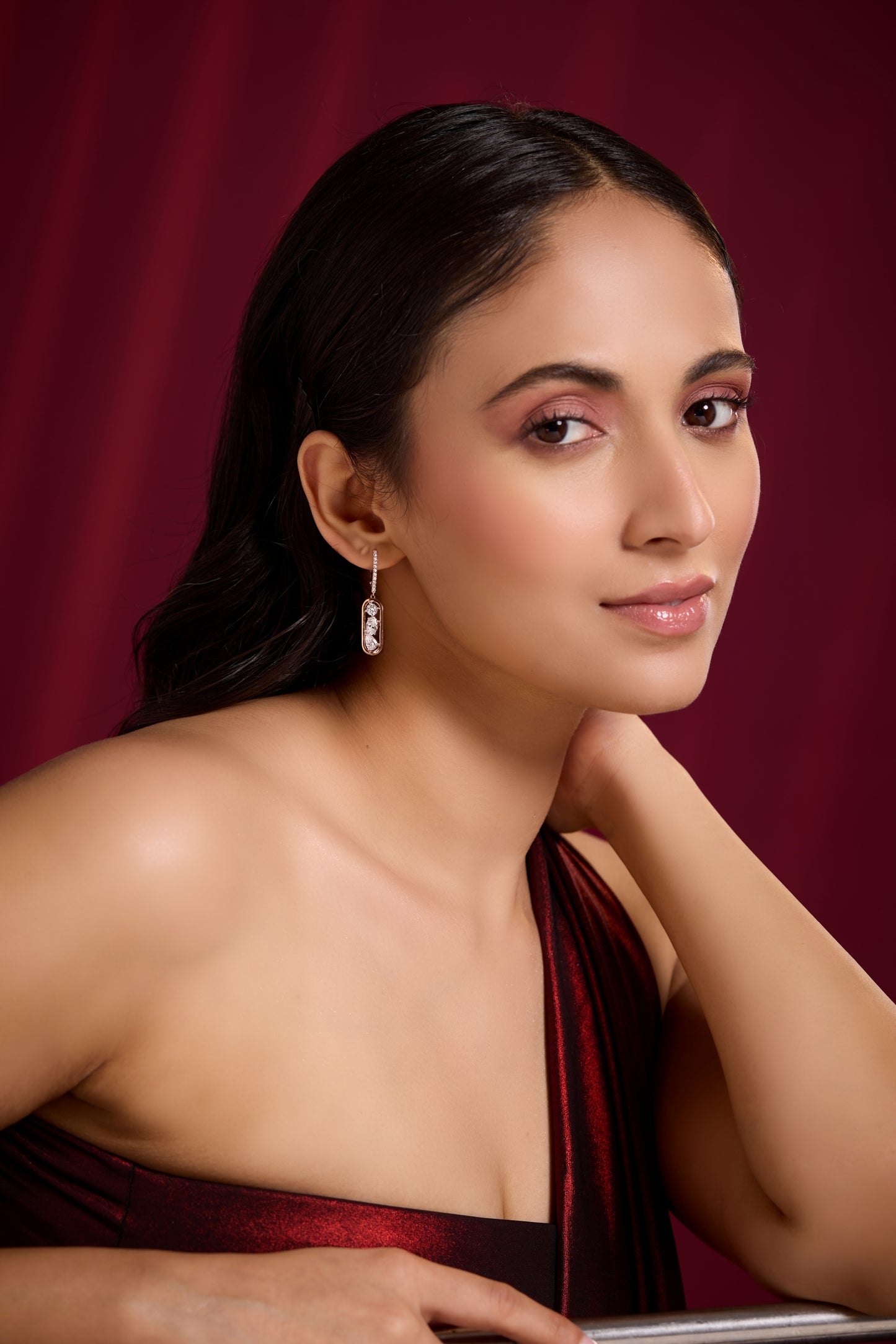 Diamond Drop Bar Earrings