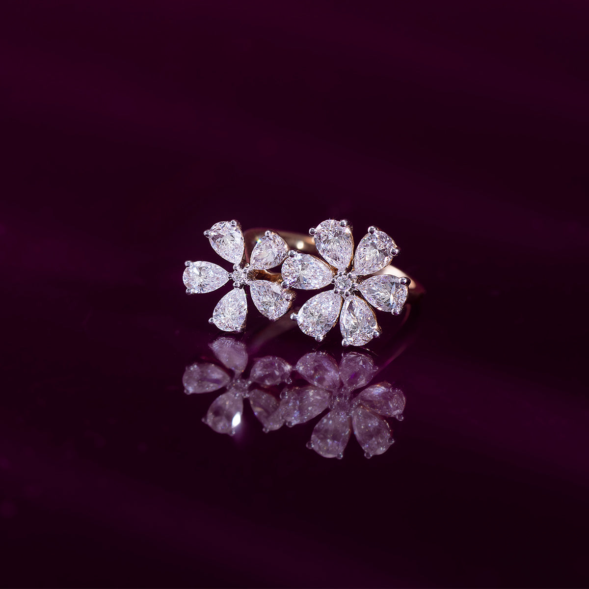 Twin Floral Diamond Ring