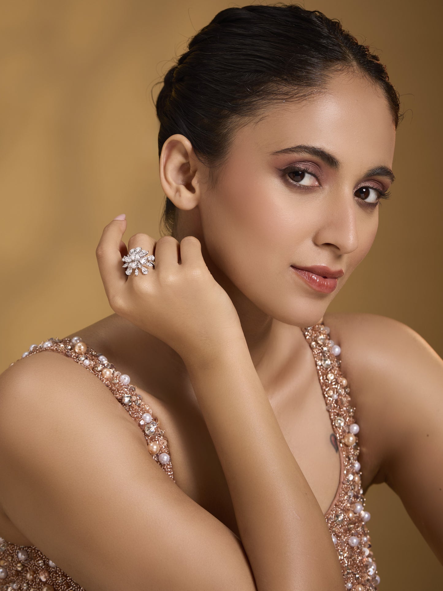 Blooming Oval Diamond Statement Ring