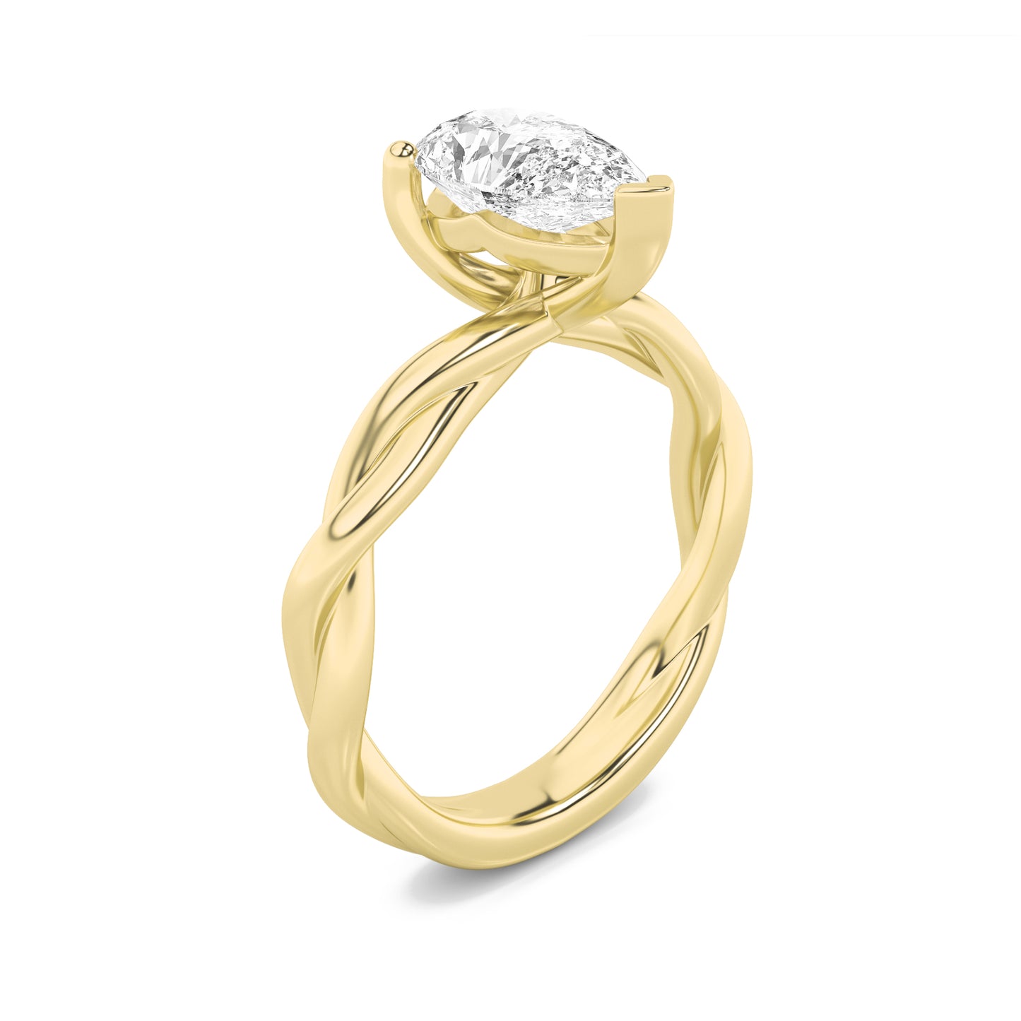 Pear Solitaire Twist Ring